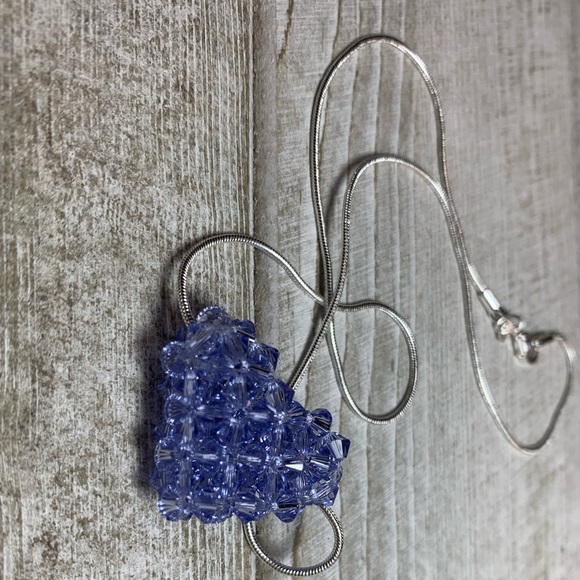 Handmade Swarovski Crystal Heart Provence Lavender - Picture 2 of 4